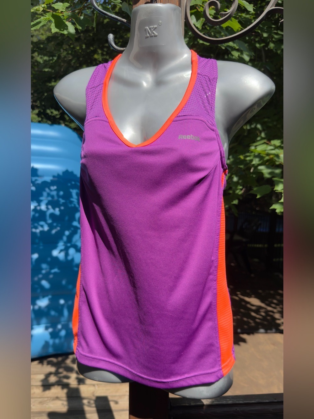 Reebok PlayDry Built-In Bra Racerback Tank Purple Orange XS - Picture 5 of 14